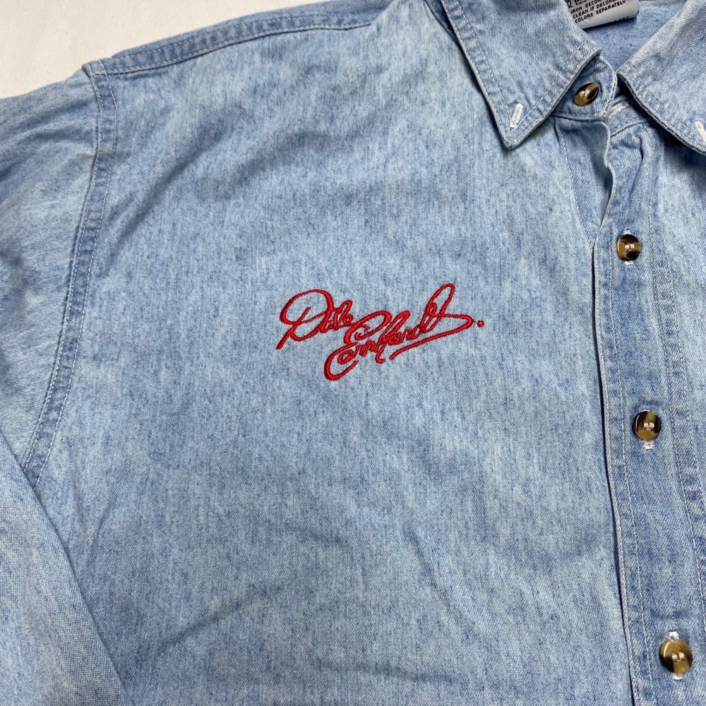 Vintage Dale Earnhardt NASCAR Denim Shirt Competitors View Light Wash Small USA - Picture 6 of 10